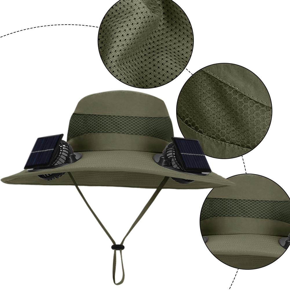 Wide Brim Solar Fan Hat Detachable Solar-Powered Fan UV Resistant Summer Outdoor Hiking Fishing Sun Hat Portable Chargeable Caps