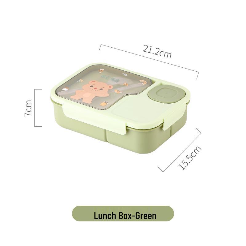 

Cartoon Cute Student Bento Box with Compartments, Large Capacity, Dipping Sauce Box, Cutlery, Microwave Safe Lunch Box