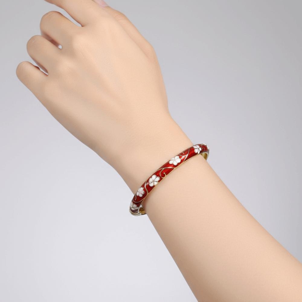 Colorful Vintage Cloisonne Bangle Enamel Women's Hand Bracelet Fashion Flower Bangle Ladies