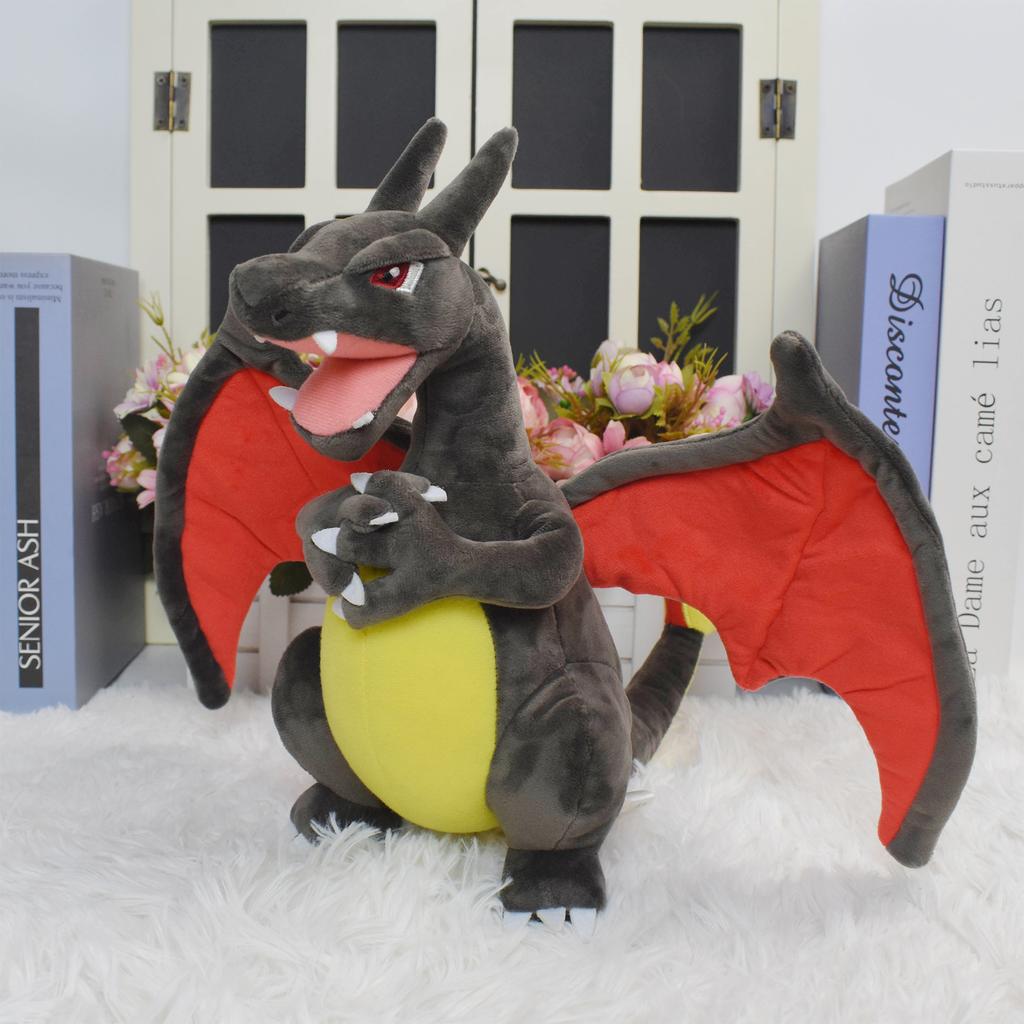Shiny Charizard Plush Toy Stuffed Doll Collectible Cartoons For Boys Girls Gift Gray Collectible Soft Plushies Cute Cartoon 25Cm