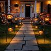 Spooky Halloween Outdoor Displays Solar White Ghost Pumpkin Moon Garden Stake Light, Waterproof LED Decorative Stakes for Flower Beds Yard Decoration,