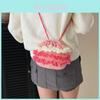 Cotton Linen Knitting Water Bucket Style Shoulder Bag For Kids And Teens