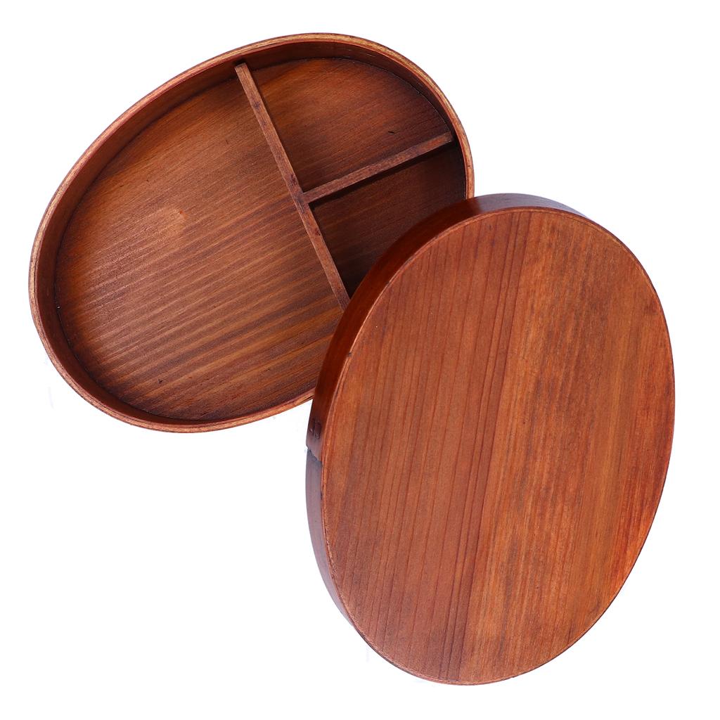 Oval Shape Bento Box Wooden Sushi Lunch Box Food Storage Container for Adult Student Worker