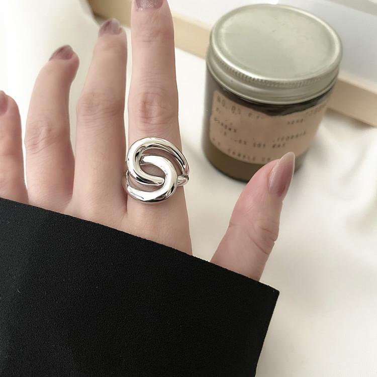 Panjbj Copper Wide Smooth Ring For Women Girl Irregular Simple Fashion Adjustable Jewelry Gift Dropshipping