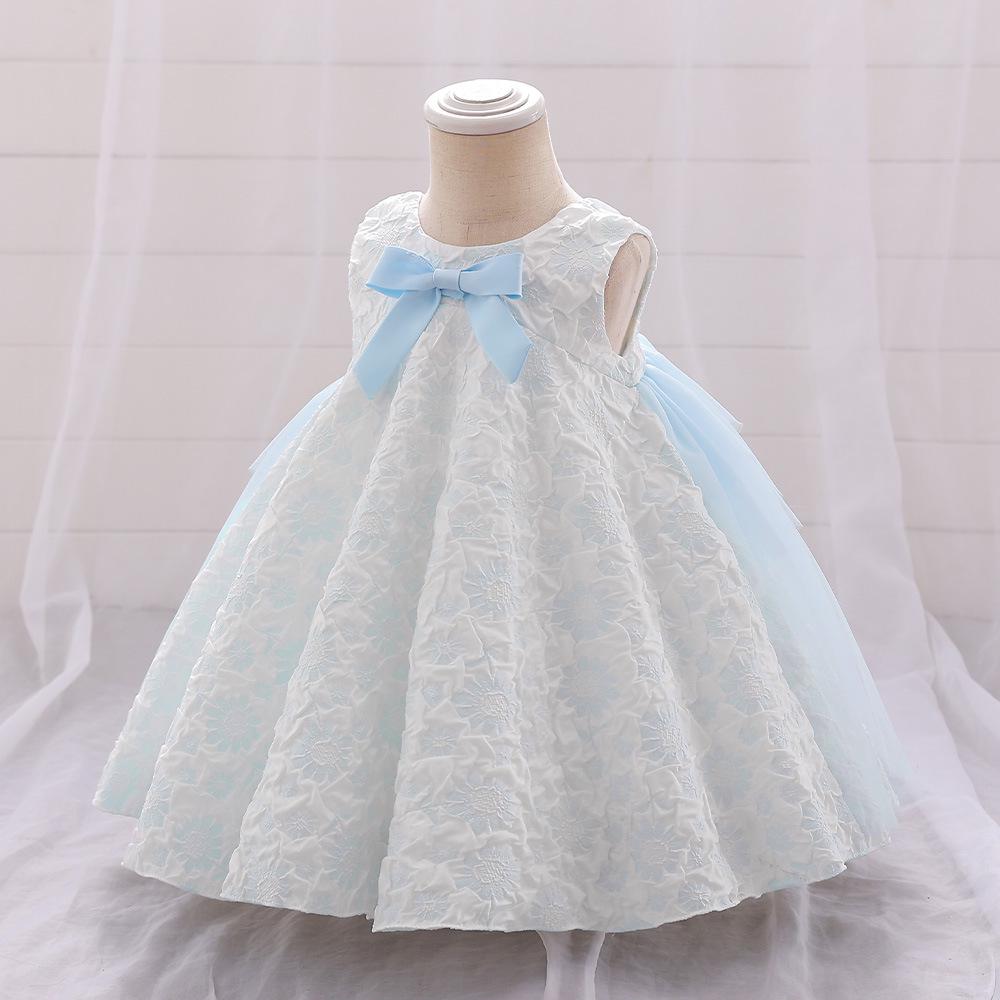 New Baby's First Birthday Dress: Infant Flower Bow Puffy Skirt Banquet Dress