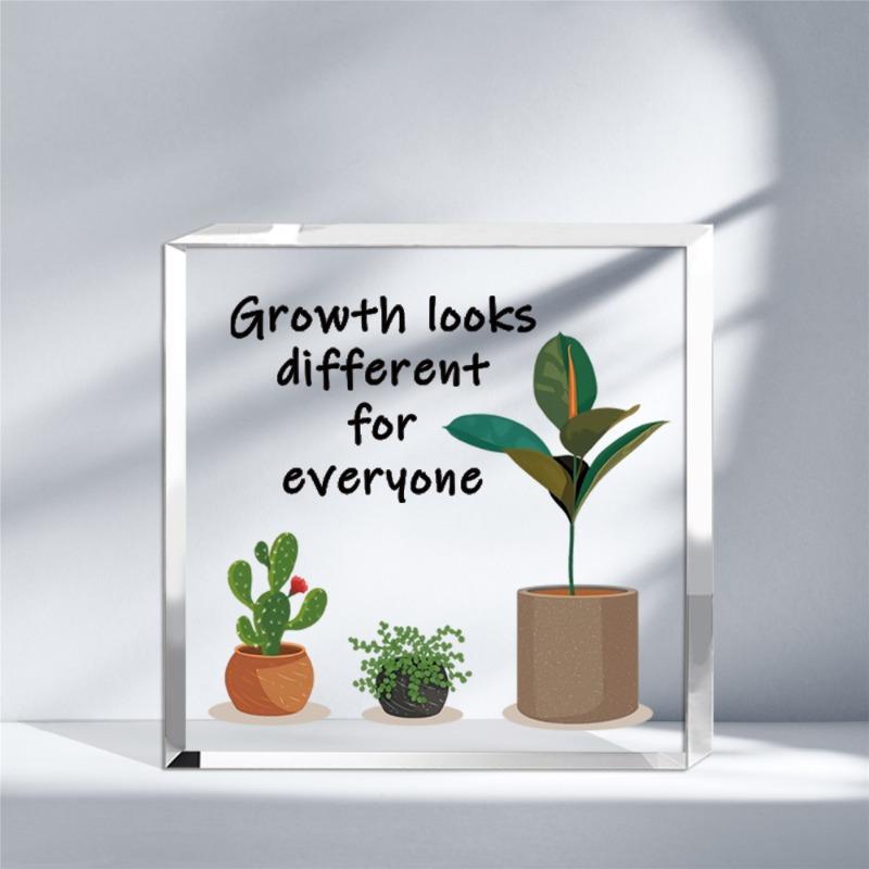 

Plant-Themed Inspirational Wooden Sign: Growth Looks Different for Everyone . Cheer Up Gift, Home/Bedroom/Office Desk Decor. чистый