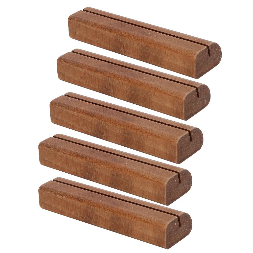 5 st Trä visitkortshållare Fotoställ Anteckningsklämma Inskrivningsmaterial(Ljus färg )