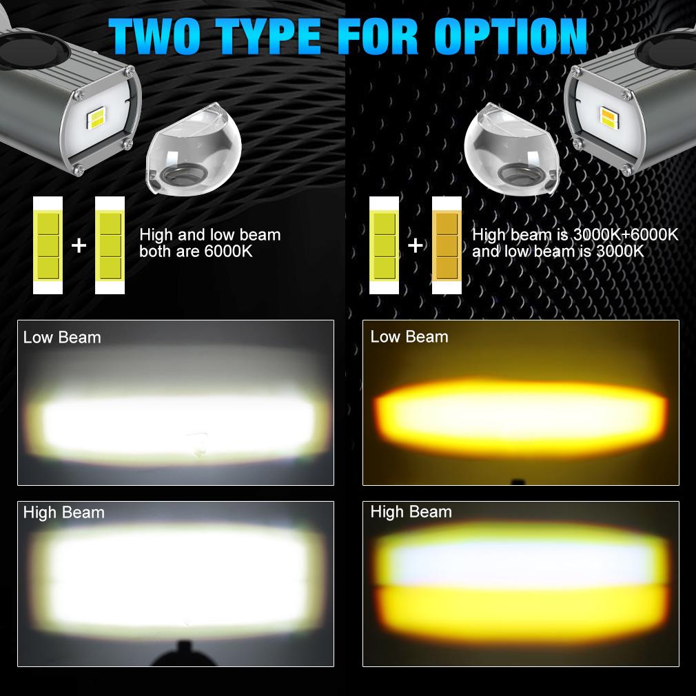 1Pc H4 LED Dual Color Motorcycle Headlight Bulbs BA20D with Fan Hi/Lo Beam 15W 12000LM 12V Fog Lamp Scooter Yellow White 3000K 6000K Motor Accessories