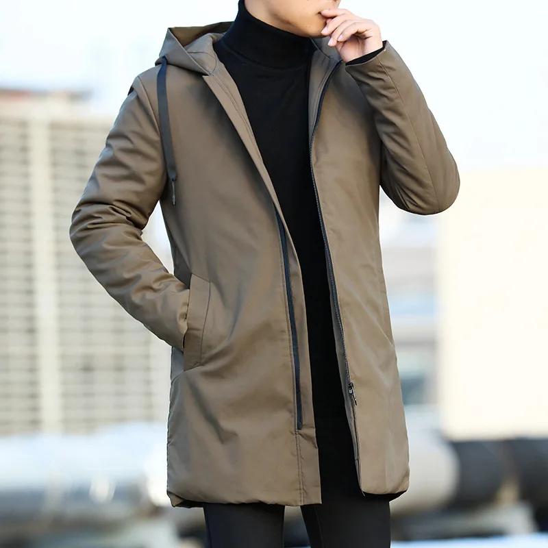 Autumn Winter Men's Trench Coat Male Windbreaker Outerwear Man Coat Men Casual Thicken Warm Hooded Parkas Men Jackets