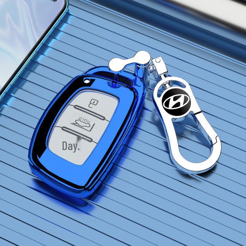 Key Cover Case and Buckle Chain for 2015-2020 Hyundai Tucson - Compatible with Beijing 19 and 2018 models.