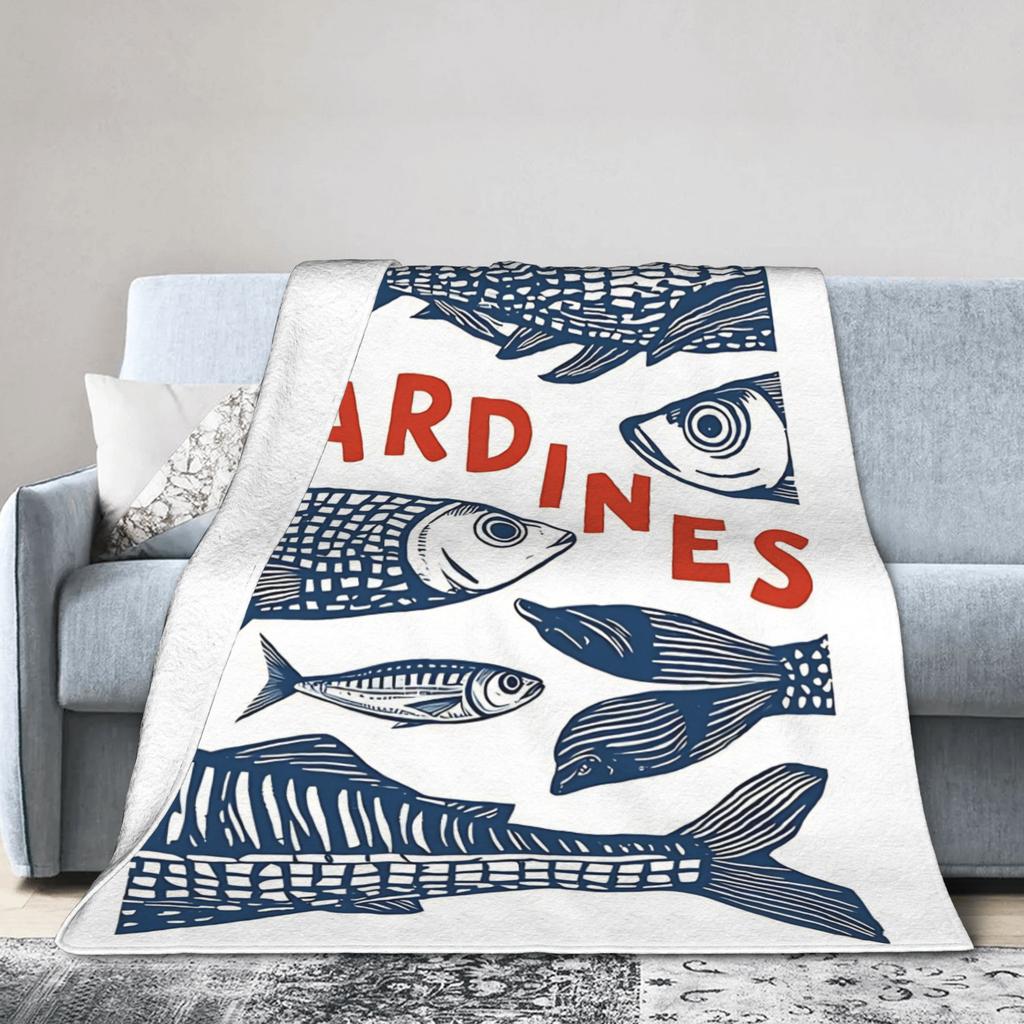 Retro Sardines Plush Blanket Girls Boys Flannel Throw Blanket For Couch Chair Sofa Super Soft Custom Quality Bedspread Gift