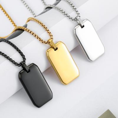 Europäische und Amerikanische Spiegel Facettenschliff Militärmarke Halskette Titanstahl Anhänger Schmuck