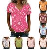 Women’s Casual V Neck Short Sleeve T Shirt Top with Floral Print Lightweight Relaxed Fit for Everyday Wear