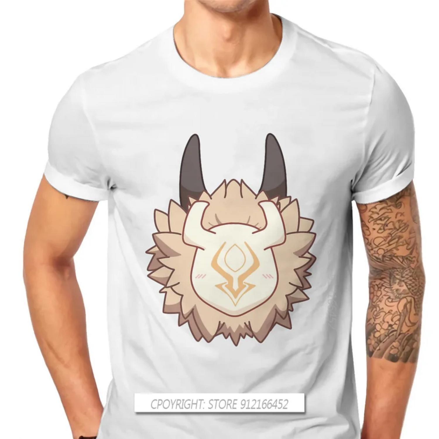 

Genshin Impact Game Paimon TShirt For Men Chibi Hilichurl Soft Summer Tees T Shirt New Design Fluffy S чёрный