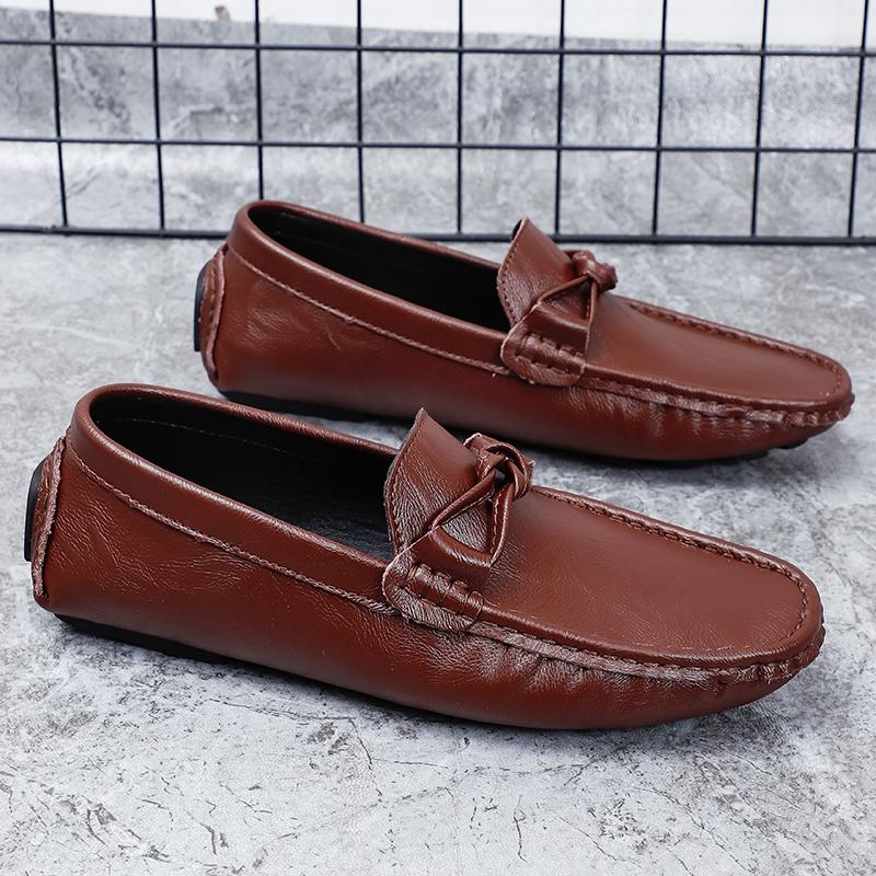 Genuine Leather Men Casual Shoes slip on fashion Luxury Brand 2024 Italian Mens Loafers Moccasins Breathable Boat Shoes men