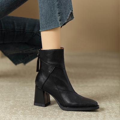 Comemore Dicke Sohle Kurze Stiefel Damen Herbst Winter Schuhe Klobige Hohe Absätze Stiefeletten für Damen Runde Zehe Chelsea Botines