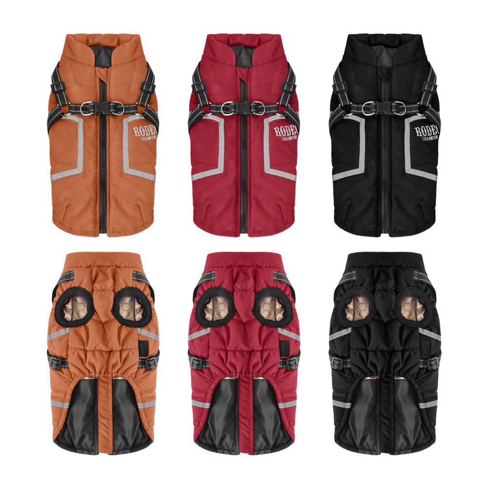 Pet dog dog clothes puppy winter cotton coat outdoor thickened jacket with traction cotton coat small dog