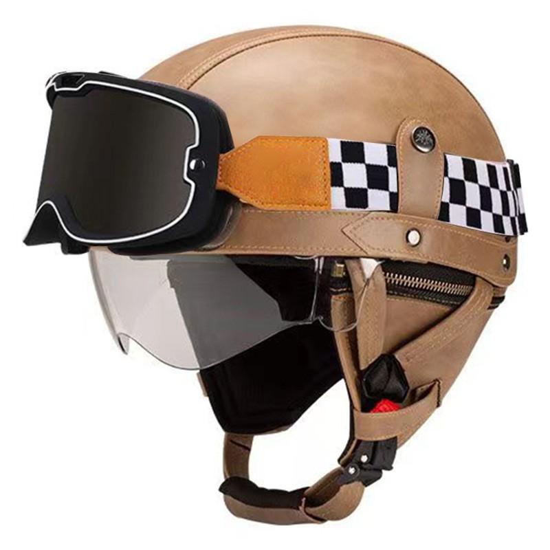 Vintage-Style Open Face Motorcycle Helmet Adults Unisex ABS Half With 3C Certification