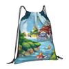Custom S-Squirtles Drawstring Bags Men Women Foldable Sports Gym Sackpack Manga Training Backpacks
