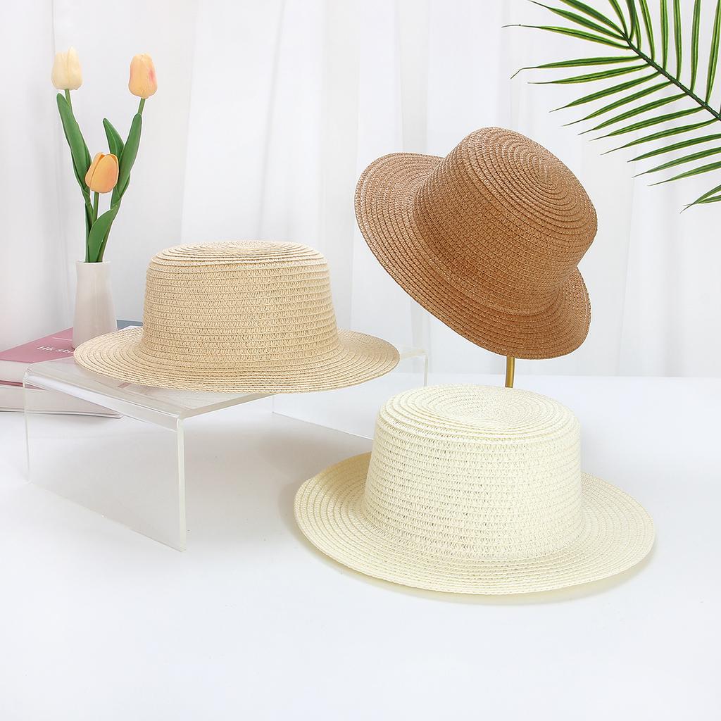 Chapeau Haut de Forme Plat pour Enfants 29cm Pare-Soleil Été Crème Solaire Chapeau de Paille Chapeau de Soleil d'Extérieur pour Filles