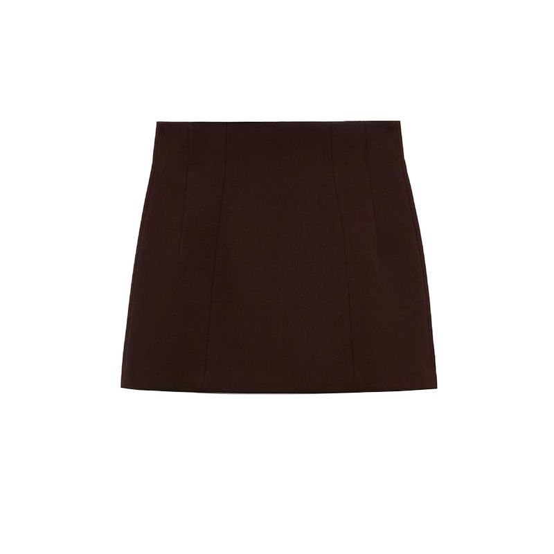 

High Waist Mini Skirt 2334797 Bucket Type Pants 2118797 Short Skirt Hem Suit 2192797 Brown Skirt M