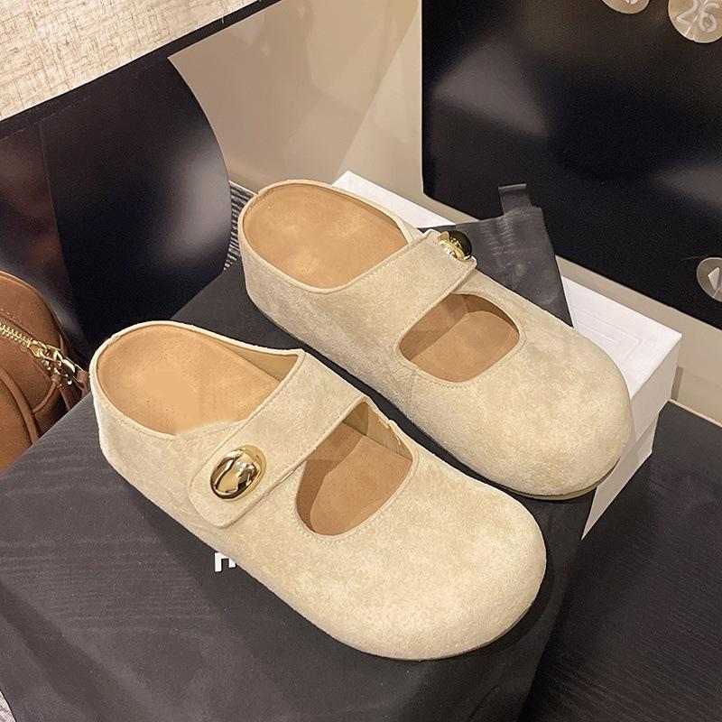 Inner height-increasing slippers for women to wear new thick-soled bag head half slippers with skirt and one pedal slippers