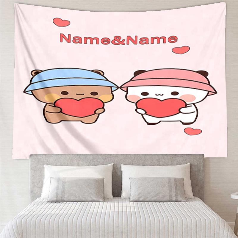 Custom Name Bubu Dudu Print Tapestry, Backdrop, Easy Setup, Ideal for Bedroom, Office & Living Room, with Aesthetic Wall Hanging Decor.