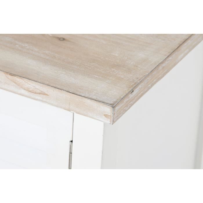 Meuble TV - Méditerranée - MDF - Sapin - 120 cm - 3 portes - Blanc/Naturel