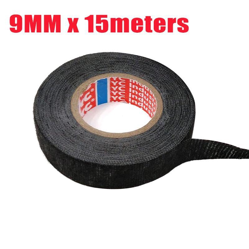 15meters Adhesive Cloth Tape for Cable Harness Wiring Loom Width 9/15/19/25/32MM Length15M