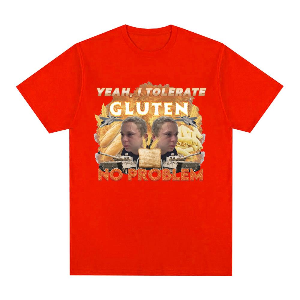 Yeah I Tolerate Gluten No Problem Graphic TShirt Gluten Intolerant Short Sleeve Tshirts 100 Cotton Casual Oversized T Shirts S