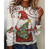 Fashion Women's Crew Neck Long Sleeve 3D Casual Color Printing Casual Long Sleeve Crew Neck T-Shirt