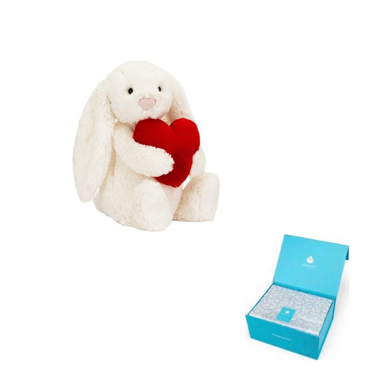 JELLYCAT Valentinstag Bonnie Hase Rotes Herz Puppe Plüschtier 18/31cm Höhe