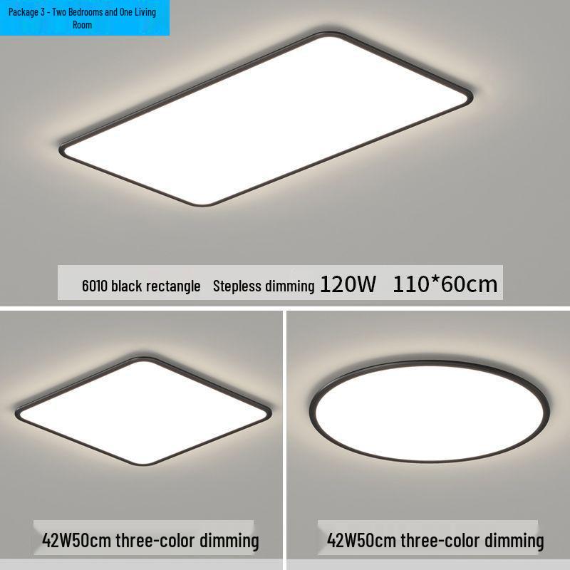 Ultra-Thin Minimalist High-Brightness Modern Ceiling Light Set with Anti-Blue Light for Bedroom and Guest Room