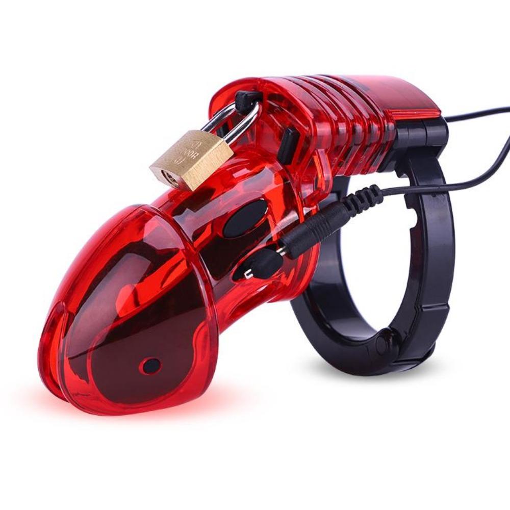 Electro Shock CB6000 Male Chastity Cage Ball Stretcher,Electric Shock Cock Cage Penis Ring, Timer Lock Chastity Belt Sex Toy
