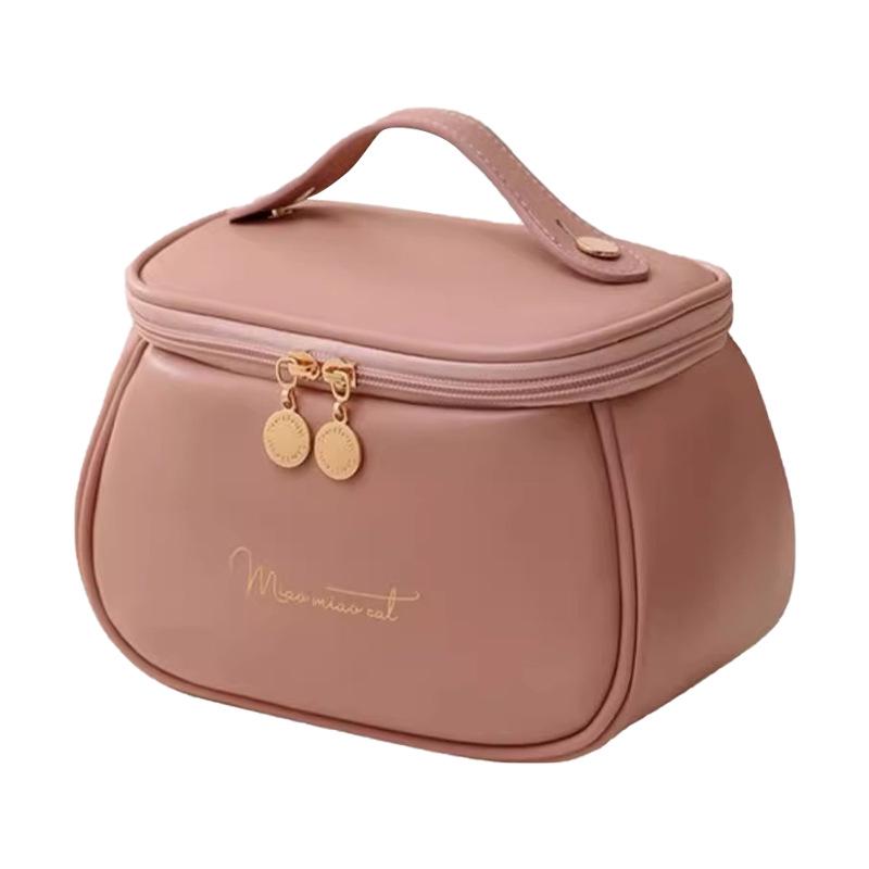 Women's 2025 Portable Waterproof Cosmetic Bag with Brush and Lipstick Storage, Layered Travel Pouch