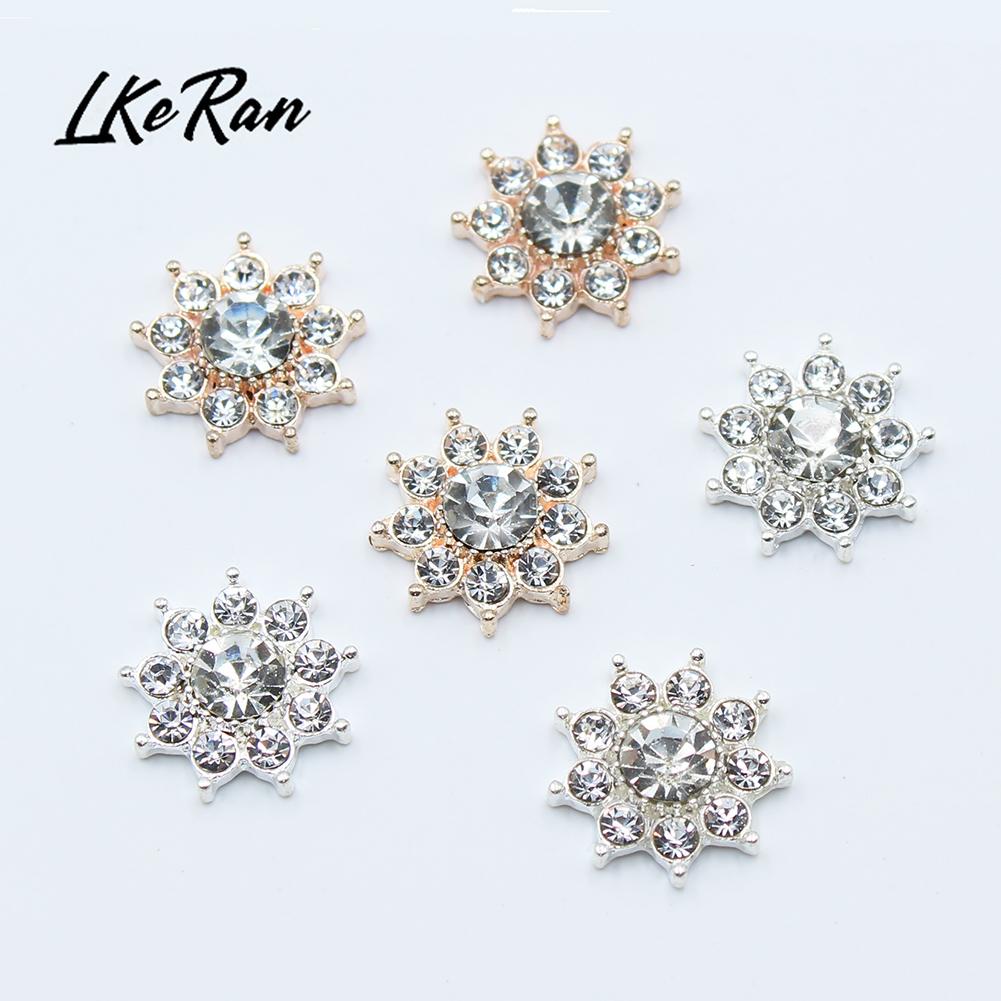NEW 10Pcs 15mm Silver/Gold Star Alloy Rhinestone Buttons For Hair Flower Center Decoration Wedding Invitation Accessories