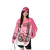 Sweet Cartoon Fun Print Mink Cashmere Knitwear Sweater for Women - Autumn Korean & Lazy Style with Hot Diamond Accents
