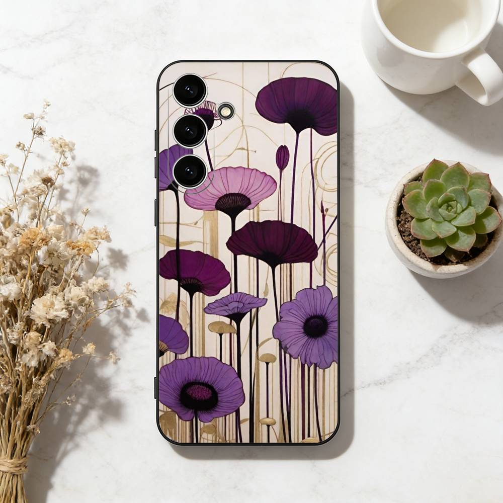 Vibrant Floral Phone Case For Samsung Galaxy A73,A72,A71,A70,A53,A52,A51,Others Soft Black Cover