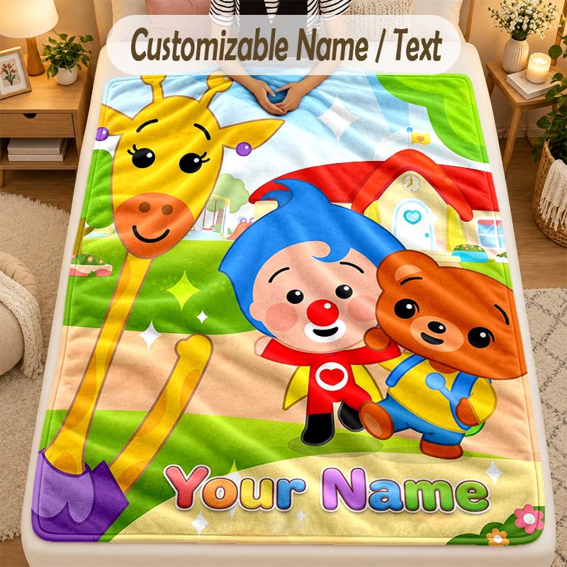 Flannel BlanketEl Payaso Plim Plim Custom Name Text Personalized Soft Warm Throw Blanket Home Decor Gift