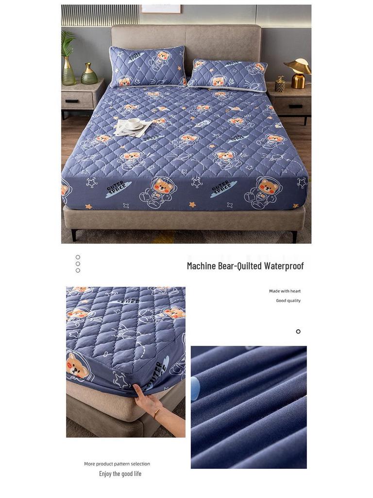Waterproof Quilted Mattress Protector: Breathable, Dustproof, Incontinence Fitted Sheet Cover.