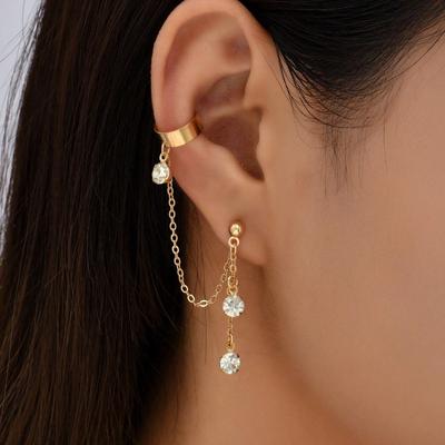 1 ζεύγος Σκουλαρίκια Stud Στυλ Hip Hop με Σετ Ear Cuff