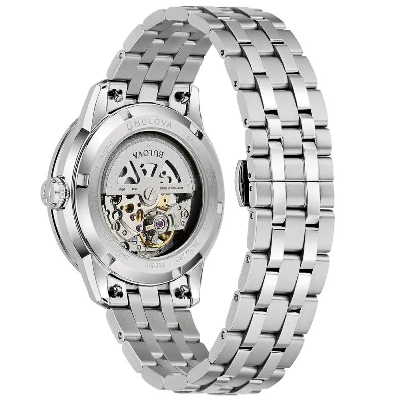 Bulova Sutton Classic Automatic 40MM Blue Dial SS Men’s Watch 96A331
