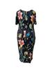 2026 Spring/Summer Women's Elegant Plus Size Printed Short Sleeve Dress - European & American Style