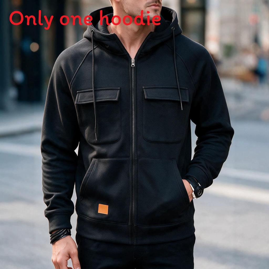 American Style Hoodie With Zipper Pockets For Casual Men Spring Autumn Wear
