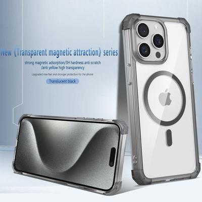 Magnetic Transparent Case For iPhone 16 Pro Max 15 14 13 12 11 Pro Max 16 Plus 16Pro Max Cover Wireless Charge Cases Capa