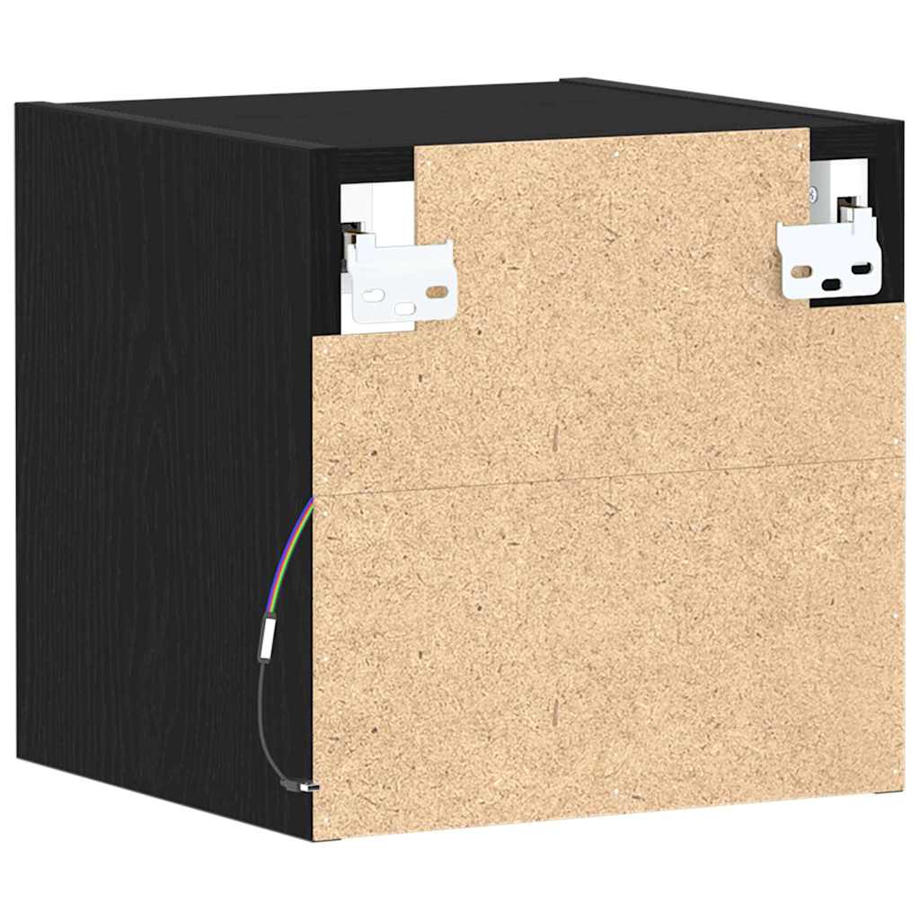 LED Wall Mounted Nightstand Black 30 x 28.5 x 30 cm