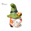 Gnome Resin Ornament Halloween Witch Hat Figurine, Mini Wizard Festive Decor Statue, Dwarf Sculpture for Indoor Outdoor Holiday