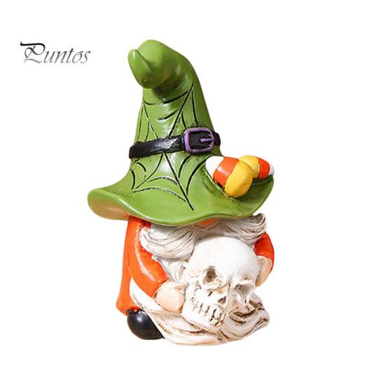 Gnome Resin Ornament Halloween Witch Hat Figurine, Mini Wizard Festive Decor Statue, Dwarf Sculpture for Indoor Outdoor Holiday