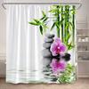 Zen Shower Curtain Natural Flowers Butterfly Grey Stone Reflection Spa Scenery Home Bathroom Decor Polyester Fabric Bath Curtain