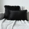 Inyahome Solid Color Velvet Throw Pompom Pillow Covers Pillowcase for Home Decor Sofa Living Room Bed Couch Farmhouse Outdoor